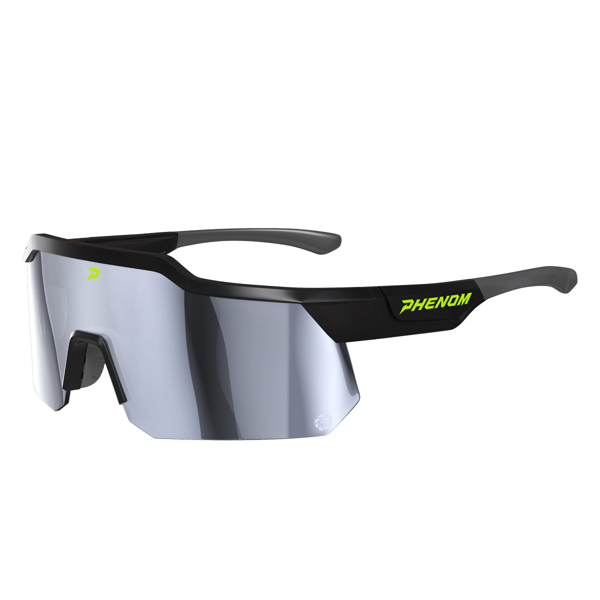 Phenom Focus Performance Sunglasses in Black Ops — blacked-out wraparound athletic sunglasses with ClearTrack lens technology and LockFit grip system at Phenom Elite Baseball