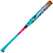 Axe Dabacle Dual Stamp Slowpitch Bat endloaded with Axe Handle, neon colorway slowpitch bat, full bat view