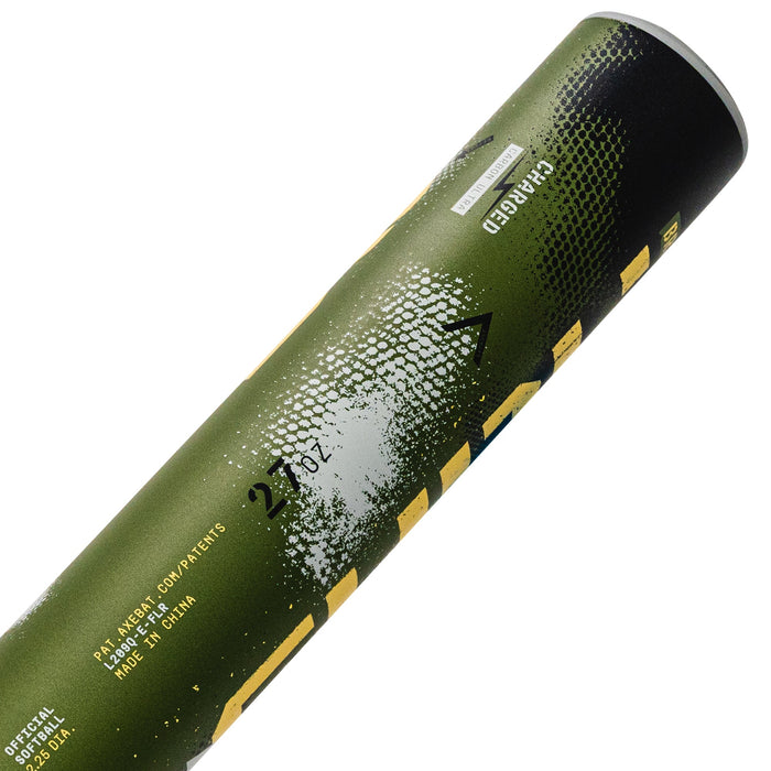 Axe Fury Bravo 1-Piece USSSA Slowpitch Bat Endloaded Flared Handle — endcap detail showing endload weight