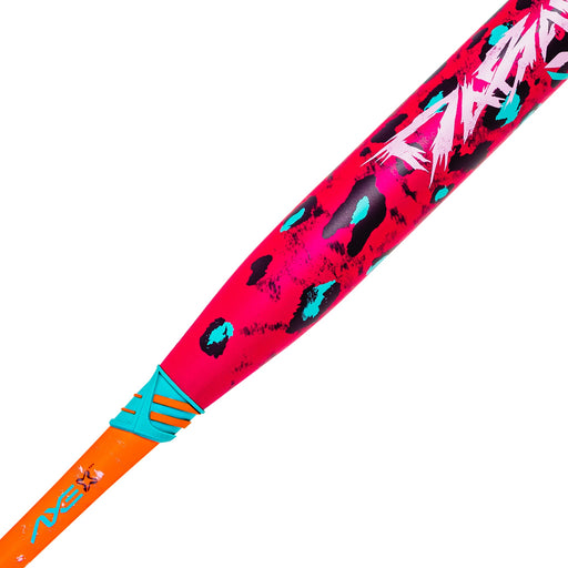Axe Dabacle Dual Stamp Slowpitch Bat Balanced Flared Handle — barrel detail, Hyperflex composite