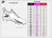 Phenom Elite 2025 cleat size chart — youth and adult sizing 1 through 14