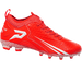 Phenom Elite Quantum Speed 2.0 red football cleat — low-cut speed cleat, side view