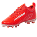Phenom Elite Quantum Speed 2.0 red football cleat — angled view, low-cut speed silhouette