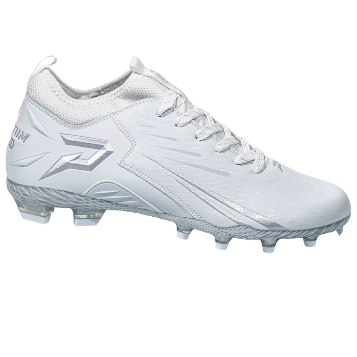 Phenom Elite Quantum Speed 2.0 white football cleat — low-cut speed cleat, side view