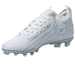 Phenom Elite Quantum Speed 2.0 white football cleat — angled view, low-cut speed silhouette