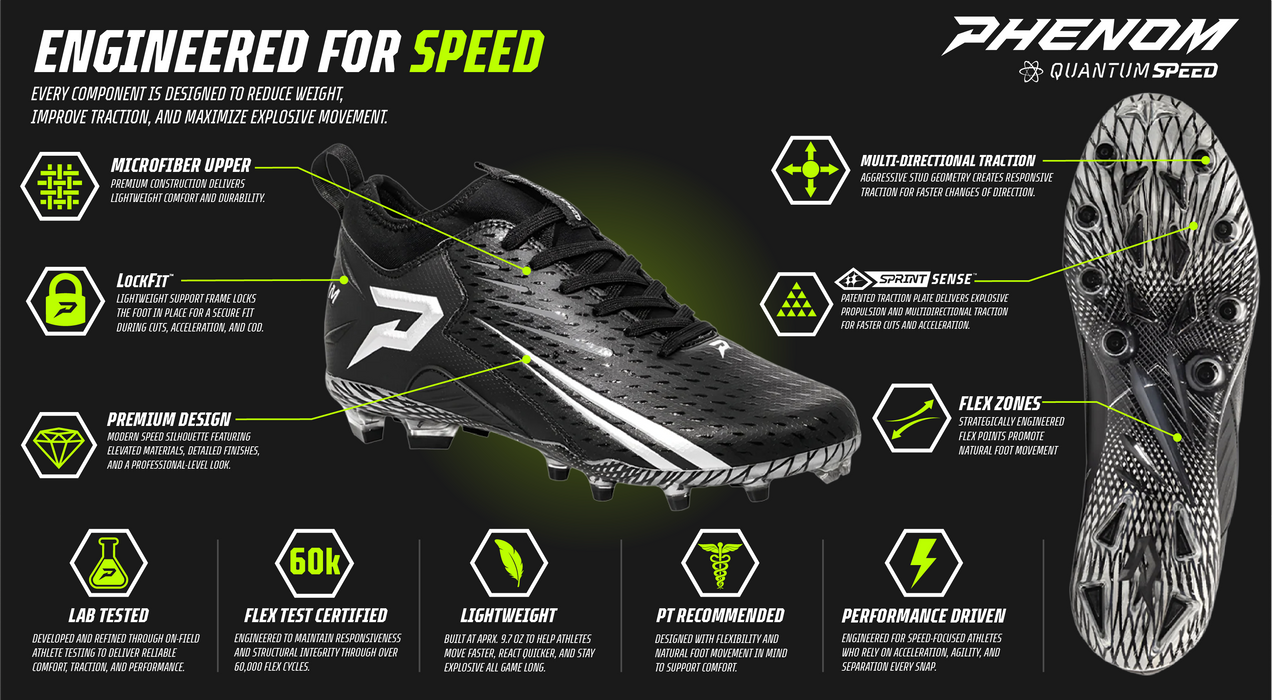 Phenom Elite Quantum Speed 2.0 Football Cleats - Team Colors