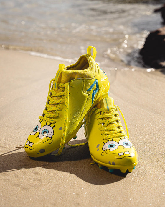 Phenom Elite SpongeBob cleat lifestyle photo — close-up on field