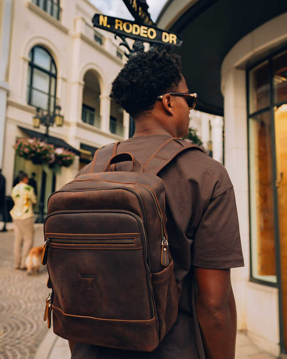 Phenom Elite Heritage genuine leather backpack, vintage coffee finish