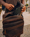 Phenom Elite Heritage coffee leather backpack with padded leather straps