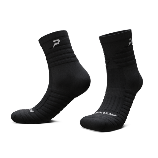 Phenom Elite Quantum Knit padded quarter socks — black, performance baseball and softball socks