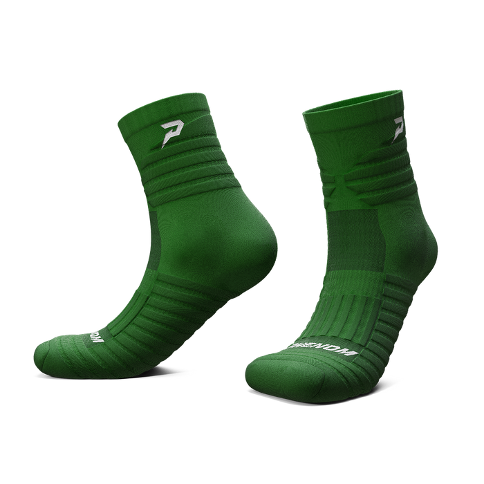 Phenom Elite Quantum Knit padded quarter socks — dark green, performance baseball and softball socks