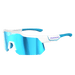Phenom Focus Performance Sunglasses — Frostbite blue and purple wraparound athletic sunglasses, front view