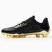 Phenom Elite Quantum Carbon Gold Rush Black & Gold cleat — close-up of black upper and gold accents