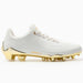 Phenom Elite Quantum Carbon Gold Rush White & Gold cleat — back heel view with metallic gold detailing