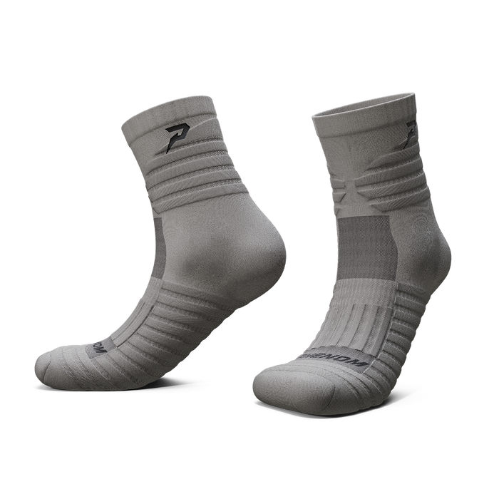 Phenom Elite Quantum Knit padded quarter socks — grey, performance baseball and softball socks