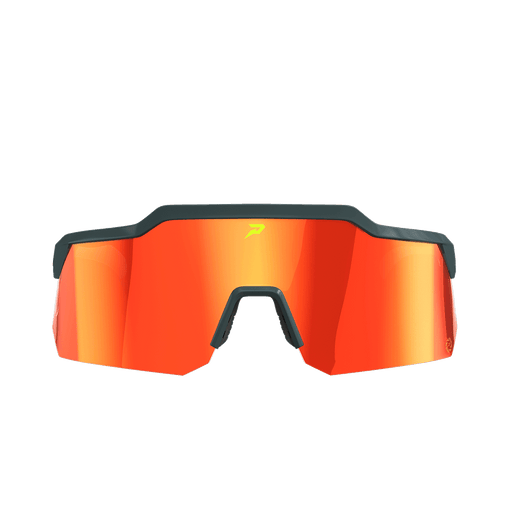 Phenom Focus Performance Sunglasses — Heat Wave orange wraparound athletic sunglasses, side profile