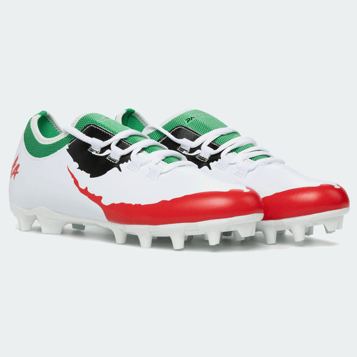Phenom Elite x DC Comics Joker cleat — Velocity 2.0 low-cut speed cleat, hero shot