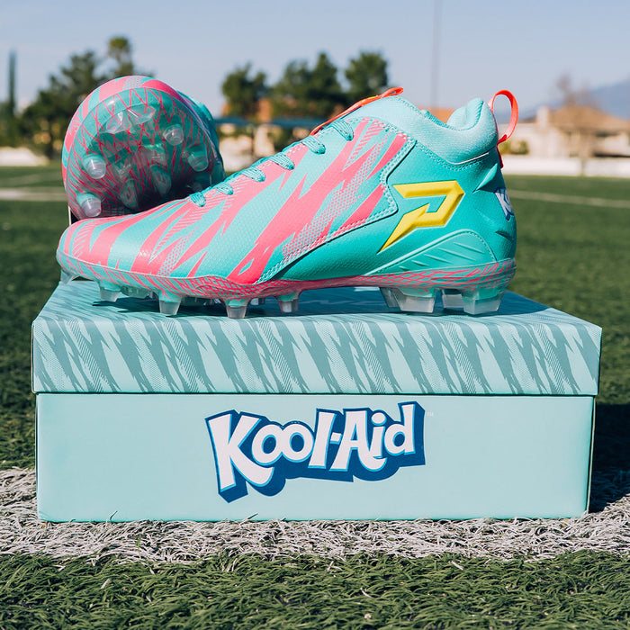 Phenom Elite Kool-Aid Sharkleberry Fin cleat lifestyle photo — cleats display
