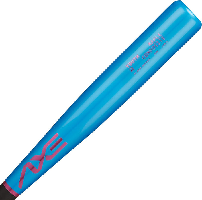 Axe Youth Pro Maple Composite Wood Baseball Bat -5 Aqua Strike — barrel detail showing maple grain