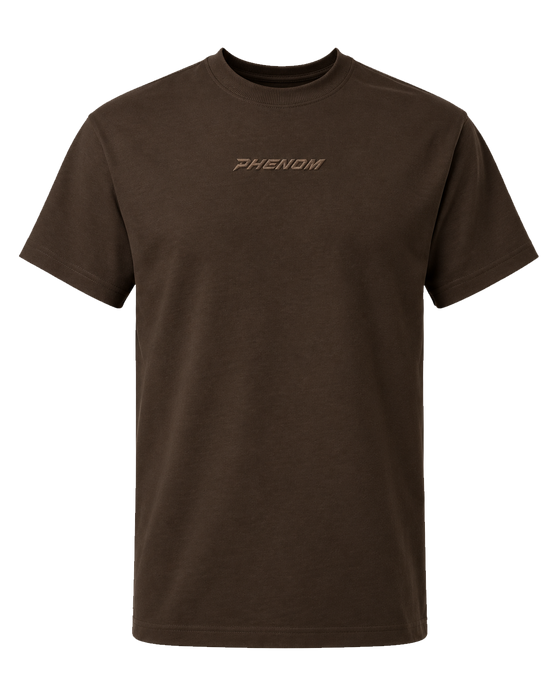 Phenom Elite Heritage Super Heavyweight Tee in brown with tonal Phenom wordmark