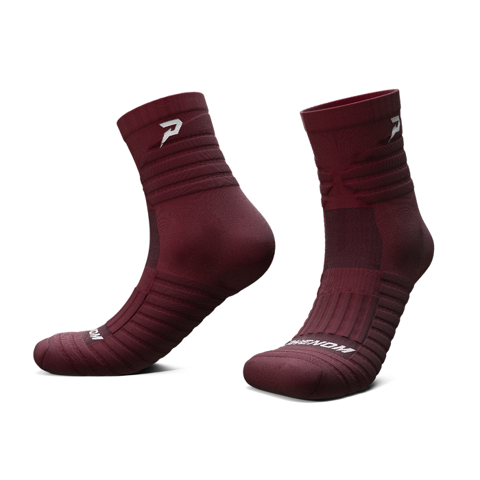 Phenom Elite Quantum Knit padded quarter socks — maroon, performance baseball and softball socks