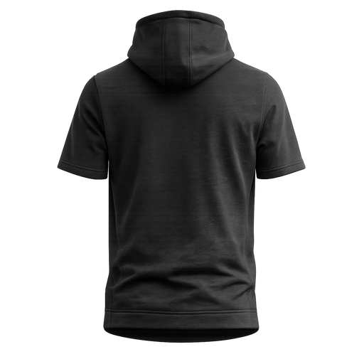 Phenom Elite Baseball Nano Fleece short sleeve performance hoodie — back view of heather black hoodie