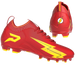 Phenom Elite x DC Comics The Flash cleat — Quantum Speed red and yellow low-cut speed cleat, hero shot