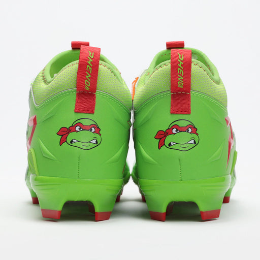 Phenom Elite Raphael cleat — back view both shoes, red-mask heel detail