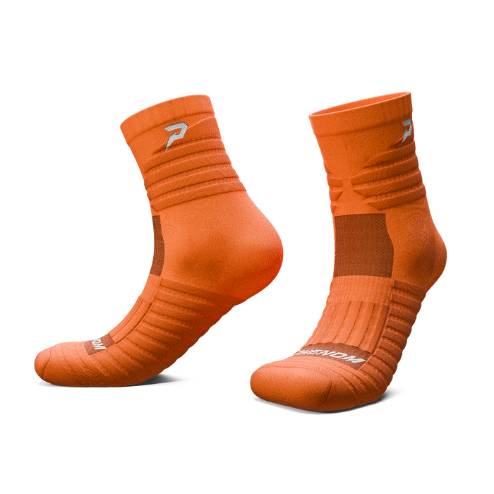 Phenom Elite Quantum Knit padded quarter socks — orange, performance baseball and softball socks
