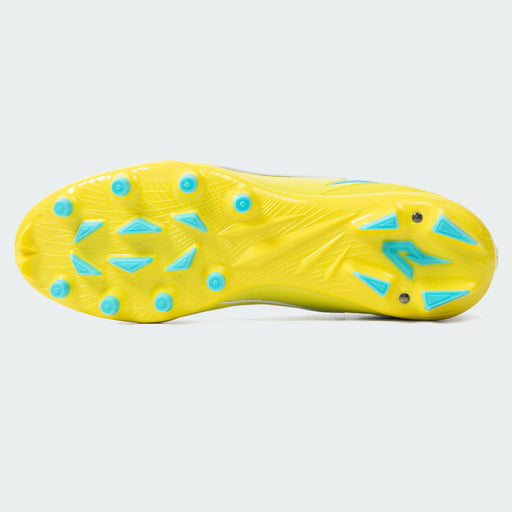 Phenom Elite SpongeBob cleat — detailed view of yellow upper and cartoon graphics