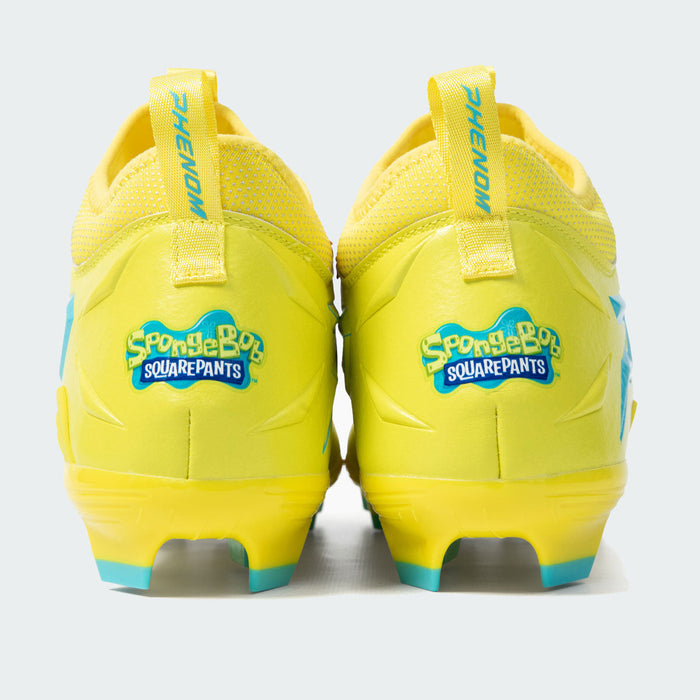 Phenom Elite SpongeBob cleat — side profile, low-cut speed silhouette
