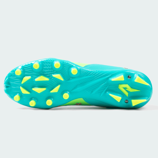 Phenom Elite Scooby-Doo Mystery Machine cleat — angled view of teal and orange upper