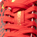 Phenom Elite Quantum Carbon Red Leopard cleat — close-up of laces