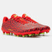 Phenom Elite Quantum Carbon Red Leopard cleat — premium carbon-plate low-cut speed cleat, hero shot