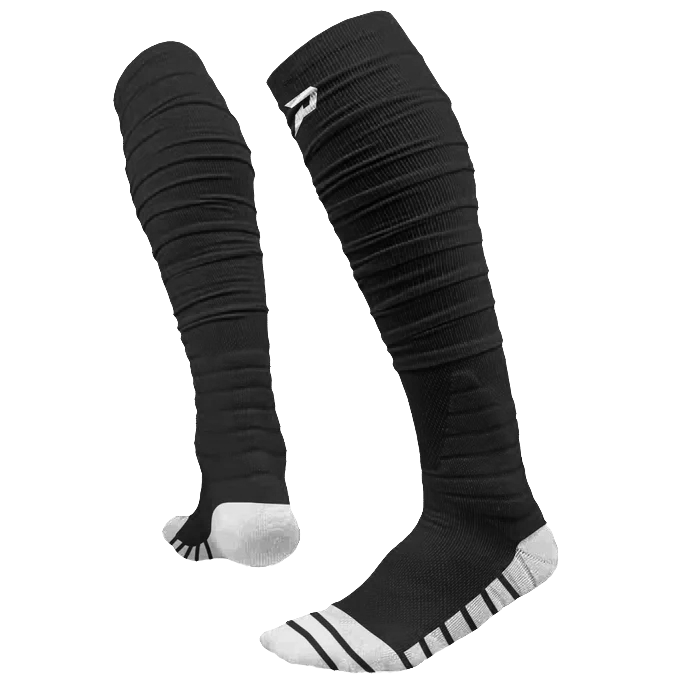 Phenom Elite Quantum Knit extra-long padded scrunch socks — black, performance baseball socks