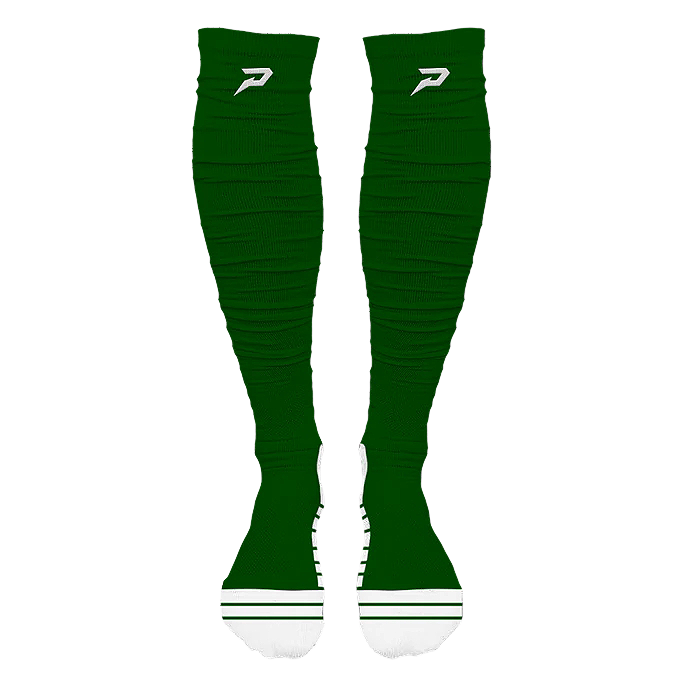 Phenom Elite Quantum Knit extra-long padded scrunch socks — lifestyle photo on athlete