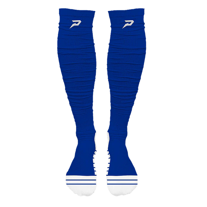 Phenom Elite Quantum Knit extra-long padded scrunch socks — fit and length reference