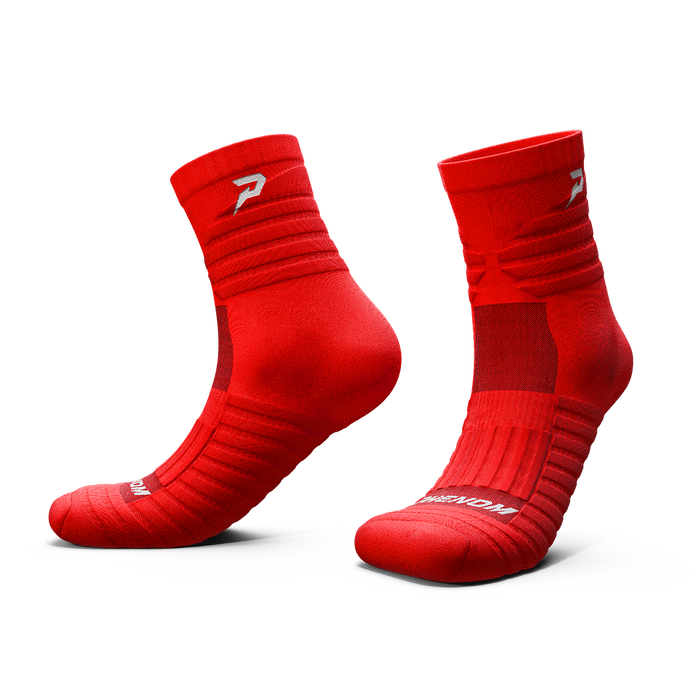 Phenom Elite Quantum Knit padded quarter socks — red, performance baseball and softball socks