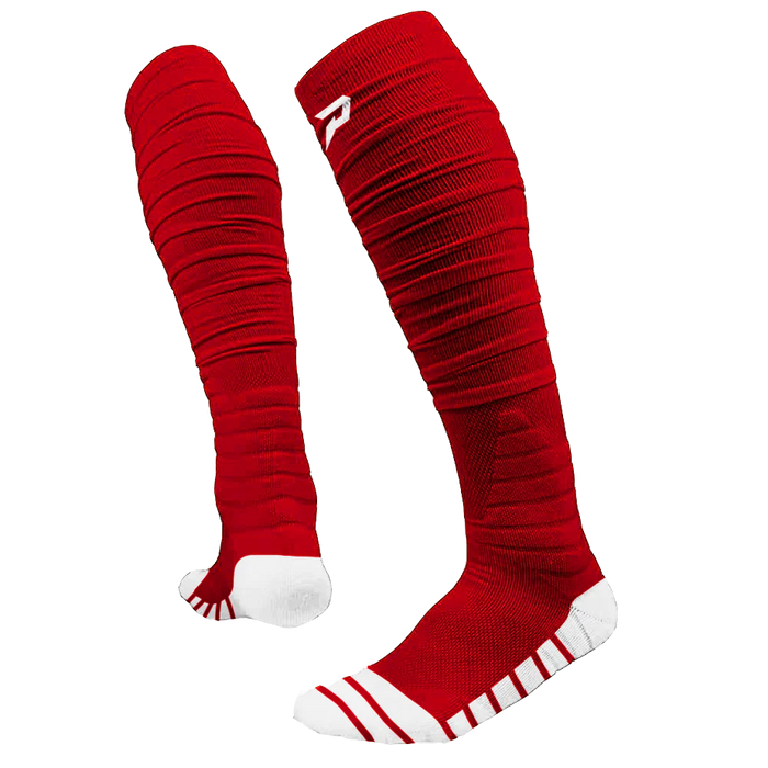 Phenom Elite Quantum Knit extra-long padded scrunch socks — red, performance baseball socks