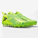 Phenom Elite x Rick and Morty Portal Edition cleat — slime green Quantum Speed 2.0, side view of both shoes