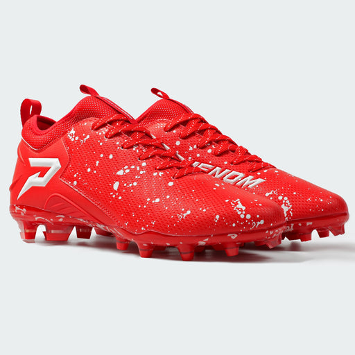 Phenom Elite x Kool-Aid Cherry cleat — Quantum Speed red and white splatter low-cut speed cleat, hero shot