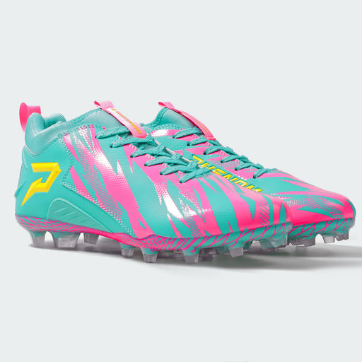 Phenom Elite x Kool-Aid Sharkleberry Fin cleat — Quantum Speed teal low-cut speed cleat, hero shot