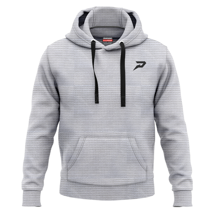 Phenom Elite Baseball Waffle Knit hoodie — textured waffle-knit fabric with lined hood, premium baseball lifestyle layering piece