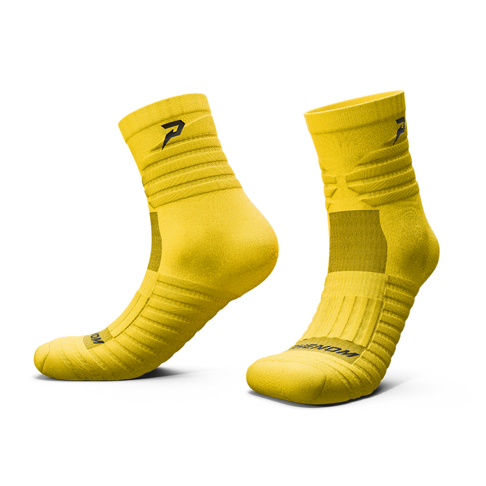 Phenom Elite Quantum Knit padded quarter socks — yellow, performance baseball and softball socks