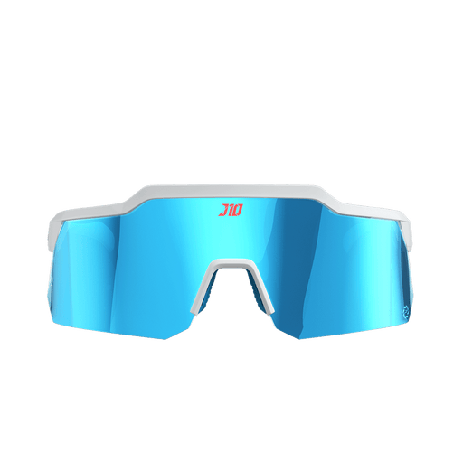 Phenom Focus Performance Sunglasses — Ice Hornet white red and blue DeSean Jackson signature wraparound athletic sunglasses, side profile