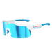 Phenom Focus Performance Sunglasses — Ice Hornet white red and blue DeSean Jackson signature wraparound athletic sunglasses, front view